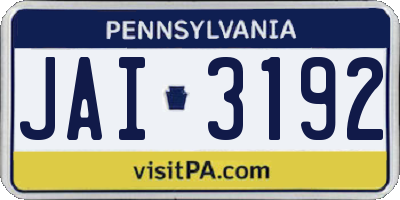 PA license plate JAI3192