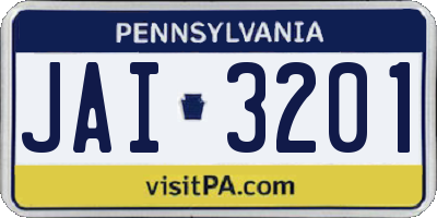 PA license plate JAI3201