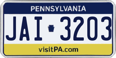 PA license plate JAI3203