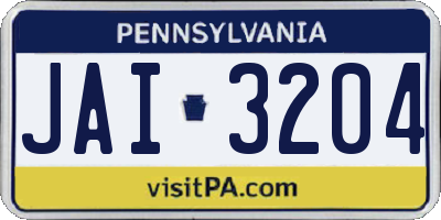 PA license plate JAI3204