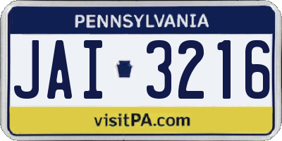 PA license plate JAI3216