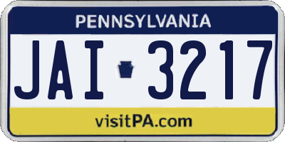 PA license plate JAI3217