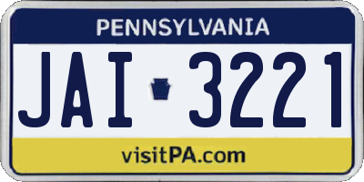 PA license plate JAI3221