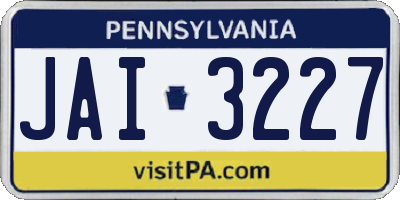 PA license plate JAI3227