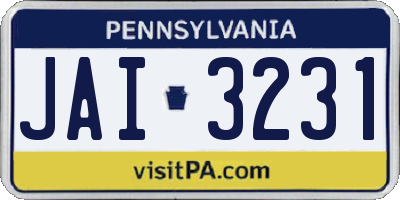 PA license plate JAI3231