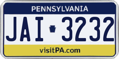 PA license plate JAI3232