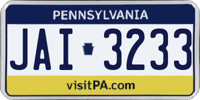 PA license plate JAI3233