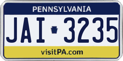 PA license plate JAI3235
