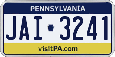 PA license plate JAI3241