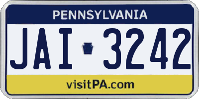 PA license plate JAI3242