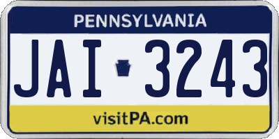 PA license plate JAI3243