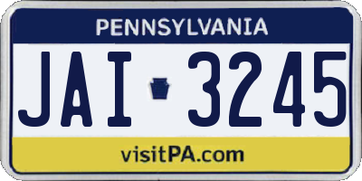 PA license plate JAI3245