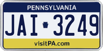 PA license plate JAI3249
