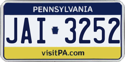 PA license plate JAI3252