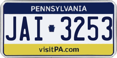 PA license plate JAI3253