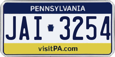 PA license plate JAI3254