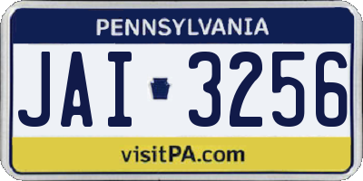 PA license plate JAI3256
