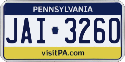 PA license plate JAI3260