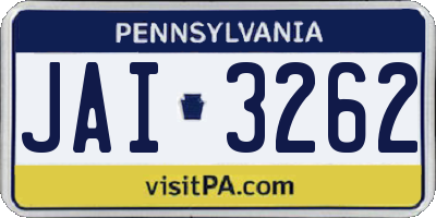 PA license plate JAI3262