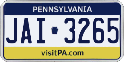 PA license plate JAI3265