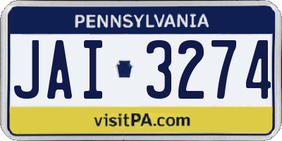 PA license plate JAI3274