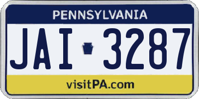 PA license plate JAI3287