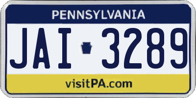 PA license plate JAI3289
