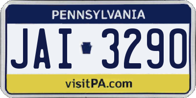 PA license plate JAI3290