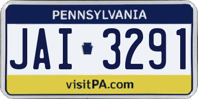 PA license plate JAI3291