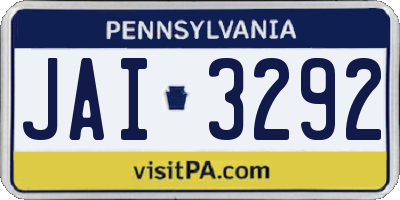 PA license plate JAI3292