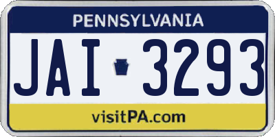 PA license plate JAI3293