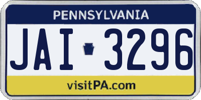 PA license plate JAI3296