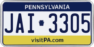 PA license plate JAI3305