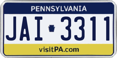 PA license plate JAI3311