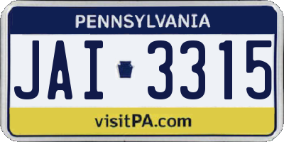 PA license plate JAI3315