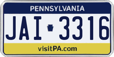 PA license plate JAI3316