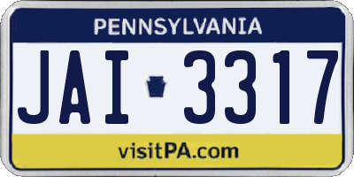 PA license plate JAI3317