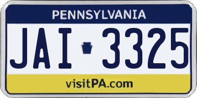 PA license plate JAI3325