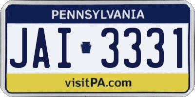 PA license plate JAI3331