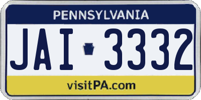 PA license plate JAI3332