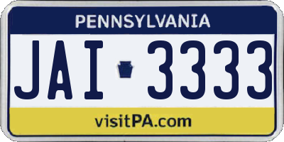 PA license plate JAI3333
