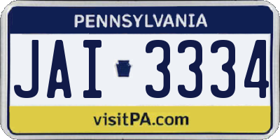 PA license plate JAI3334