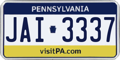 PA license plate JAI3337