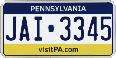 PA license plate JAI3345