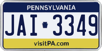 PA license plate JAI3349