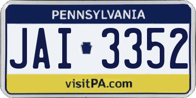 PA license plate JAI3352