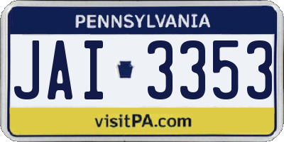 PA license plate JAI3353