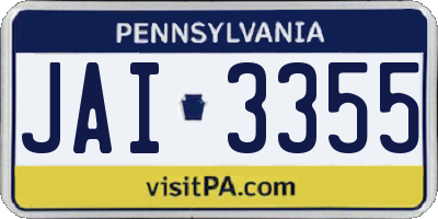 PA license plate JAI3355