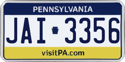 PA license plate JAI3356