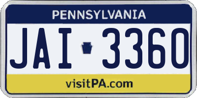 PA license plate JAI3360